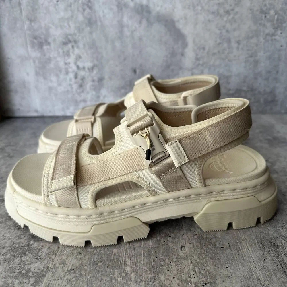 DR. MARTENS FORSTER AJAX LEATHER WEDDING SANDALS EGRET Size Women’s 7 / Men’s 6